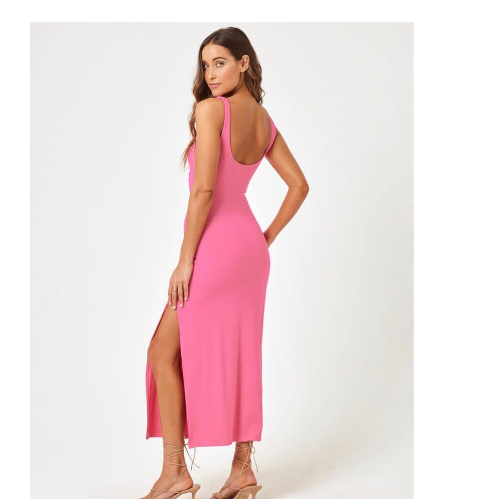 New L space Camille beach vacation midi dress pink sz L - Picture 2 of 6